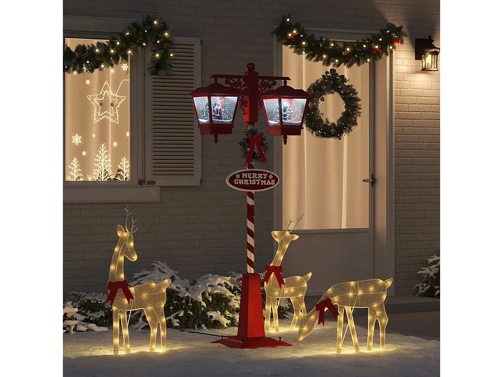 Lampe de rue de Noël avec 2 lanternes Rouge 40,5 x 80 x 188 cm
