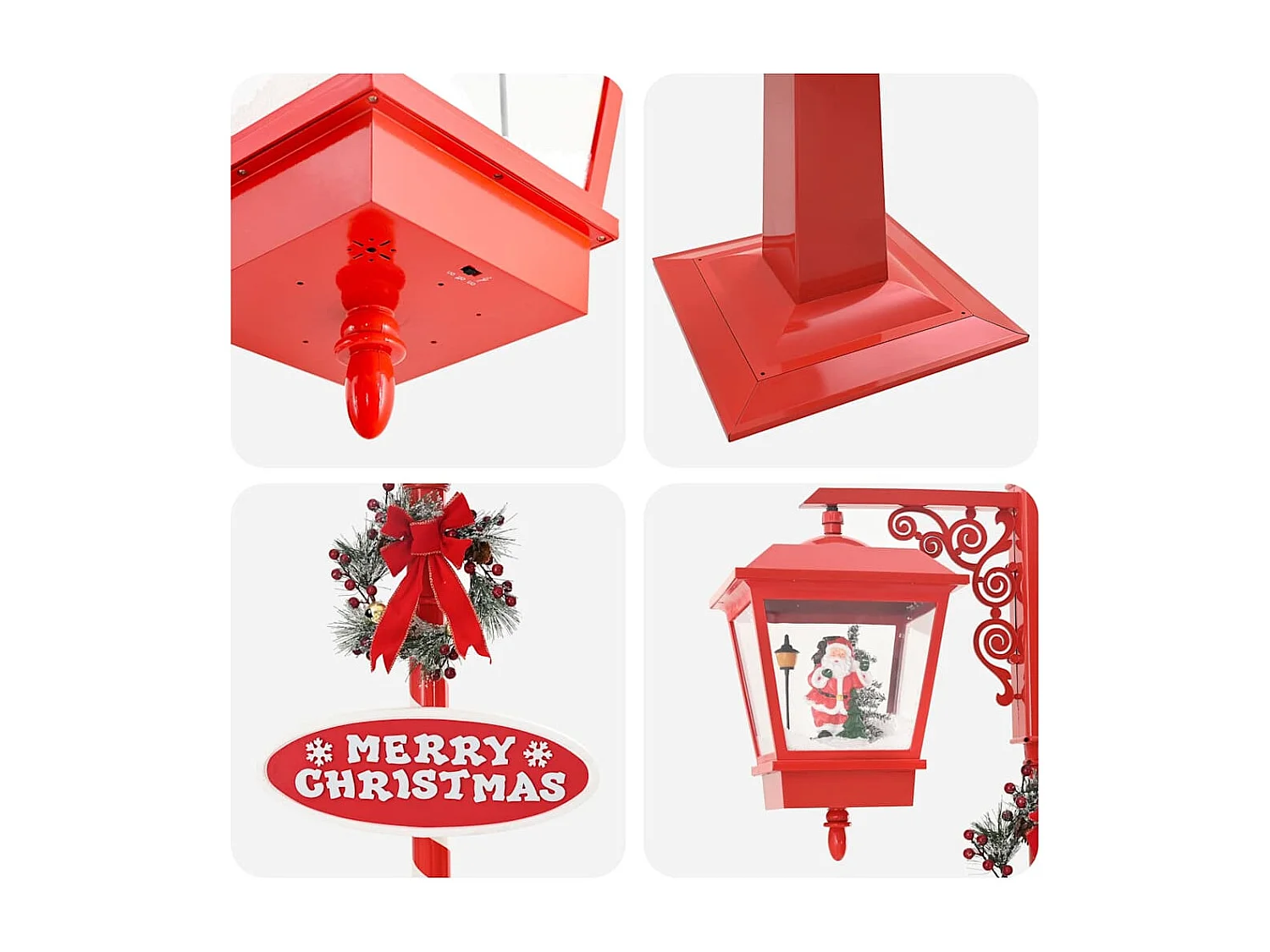 Lampe de rue de Noël avec 2 lanternes Rouge 40,5 x 80 x 188 cm