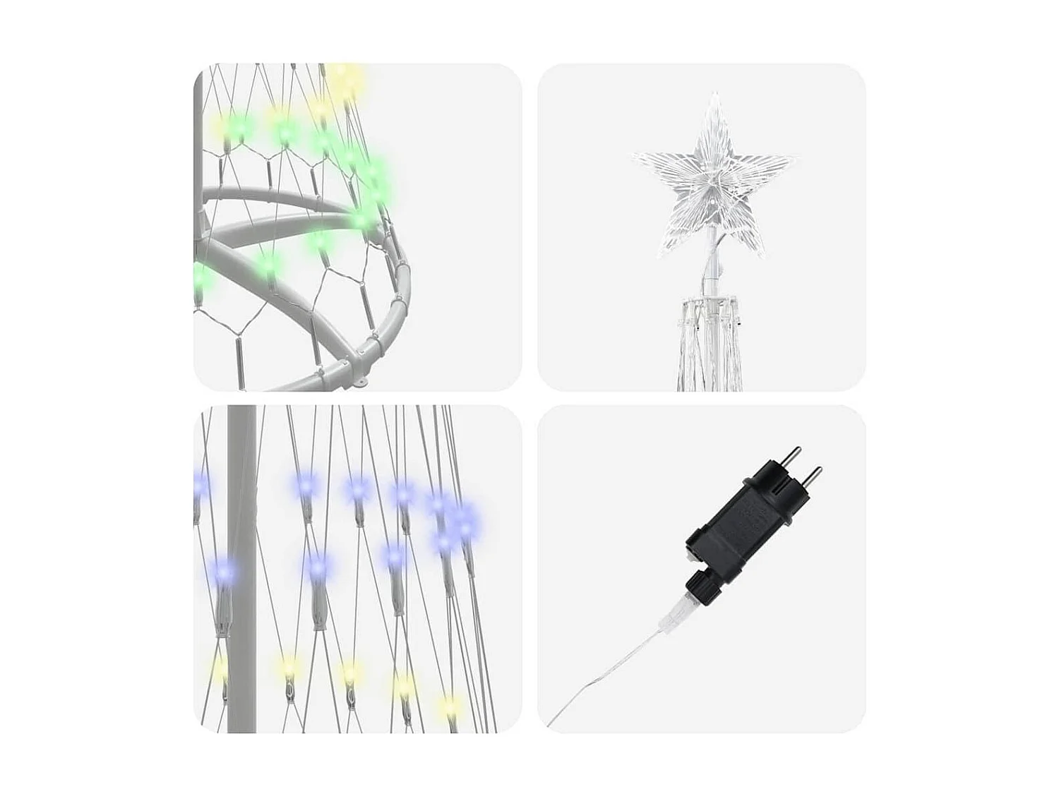 Multicolor LED Kerstboom 70 x 70 x 250 cm Metaal