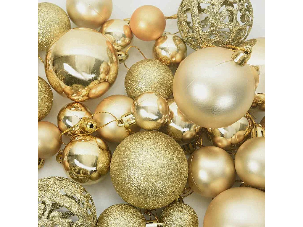 Ensemble de Boules de Noël avec 150 LED 61 pcs Doré Plastique