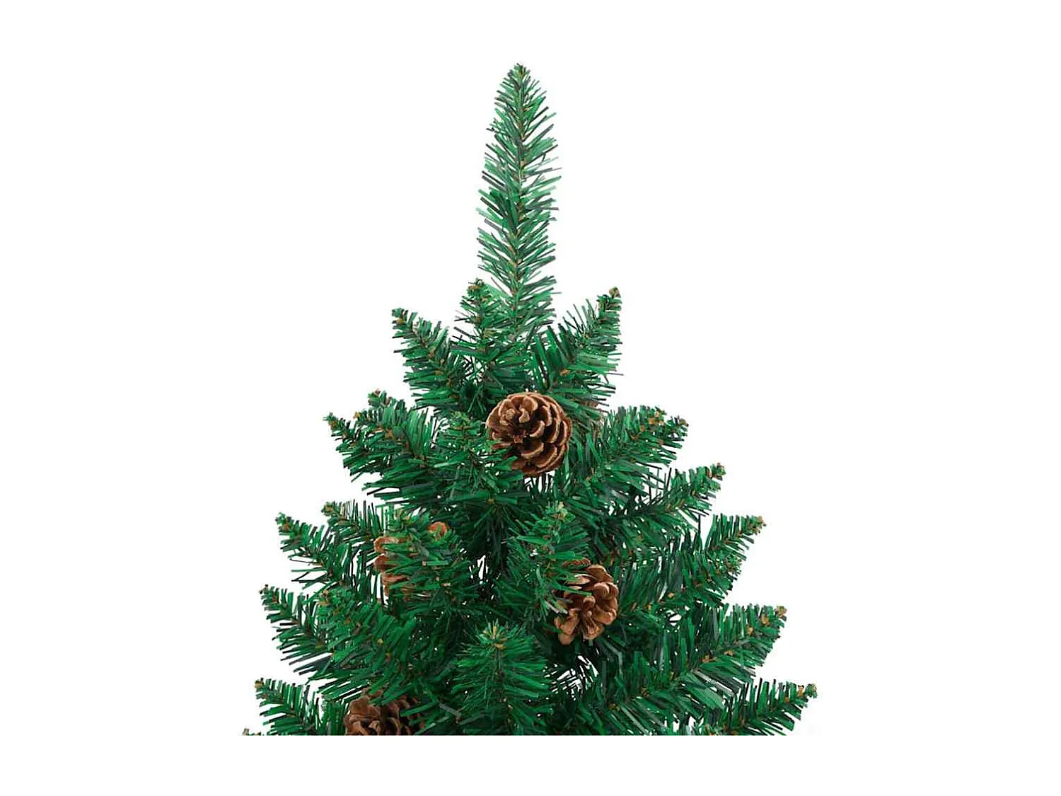 Sapin de Noël mince Vert 210 cm PVC et bois de pin massif