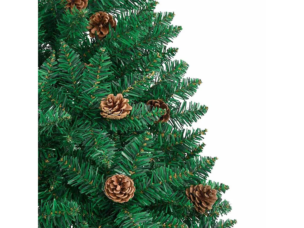 Sapin de Noël mince Vert 210 cm PVC et bois de pin massif