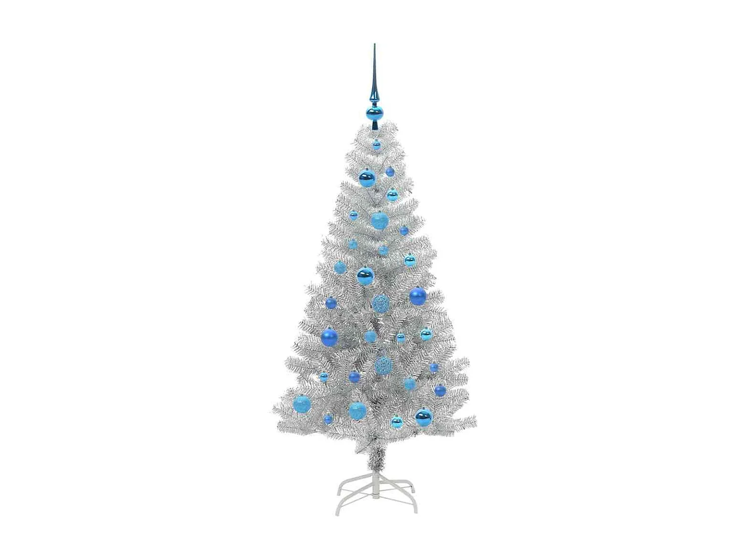 Sapin de Noël avec 150 LED avec support Argent 150 cm PET