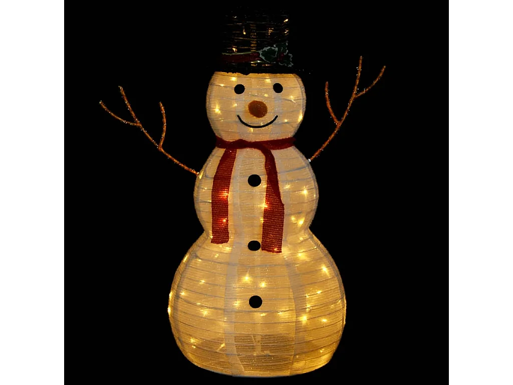 Figura di pupazzo di neve natalizio a LED in tessuto da 90 cm