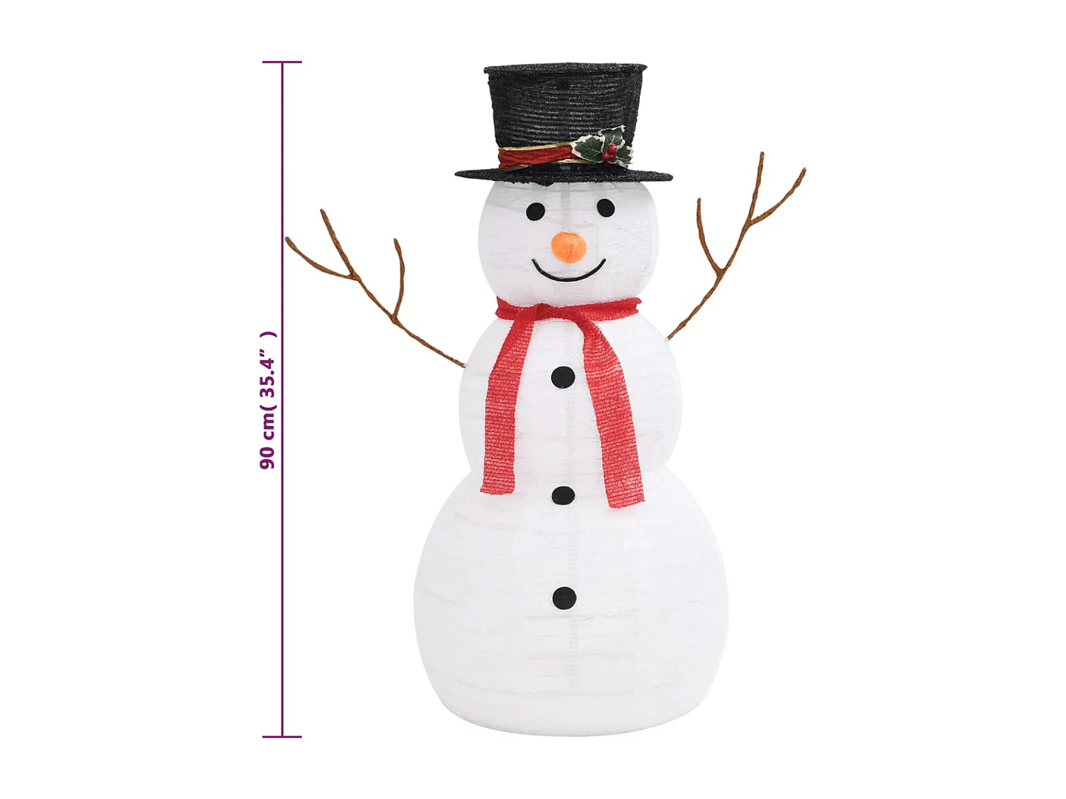 Figura di pupazzo di neve natalizio a LED in tessuto da 90 cm