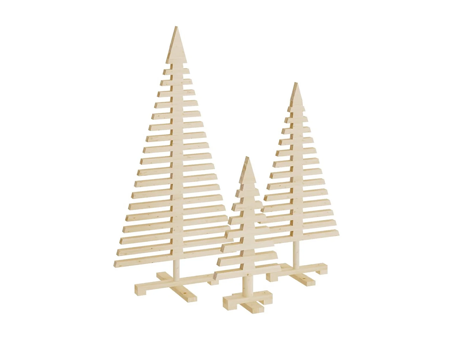 Arbres de Noël en bois pour décoration 3 pcs bois massif de pin