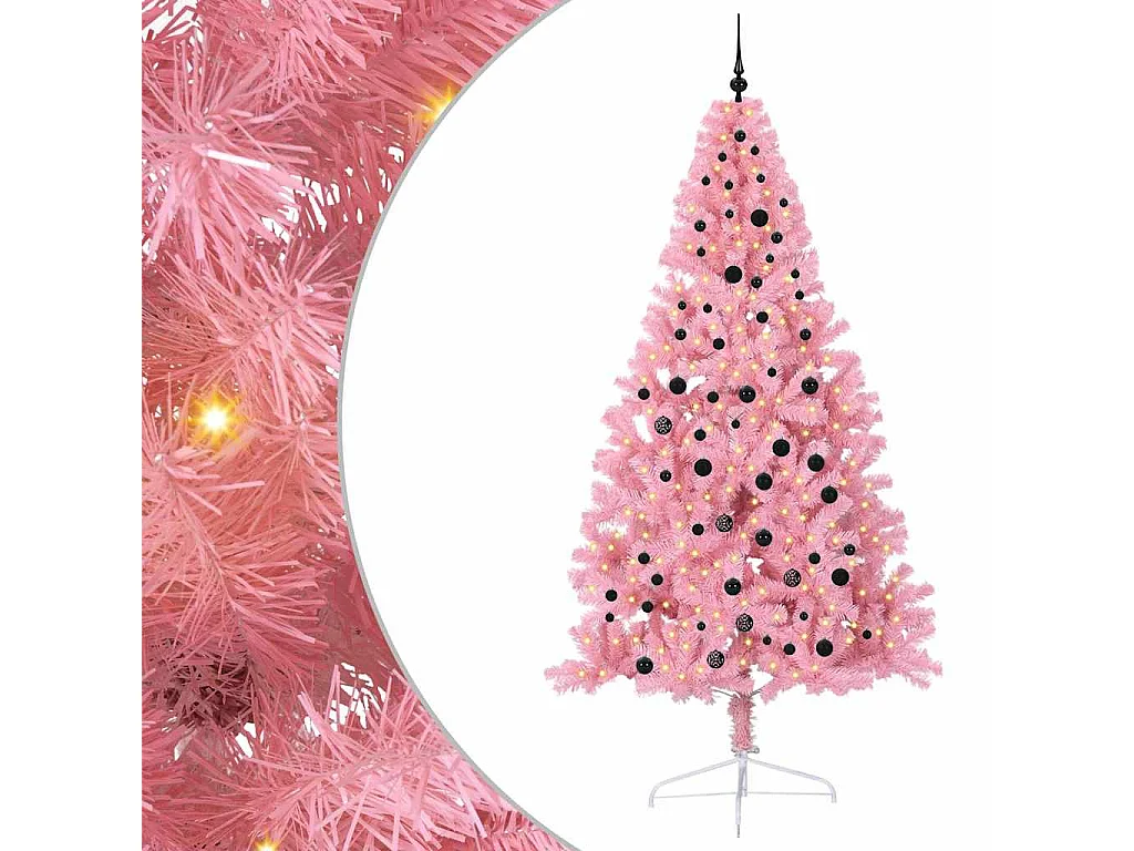 Sapin de Noël artificiel pré-éclairé Rose 240 cm PVC
