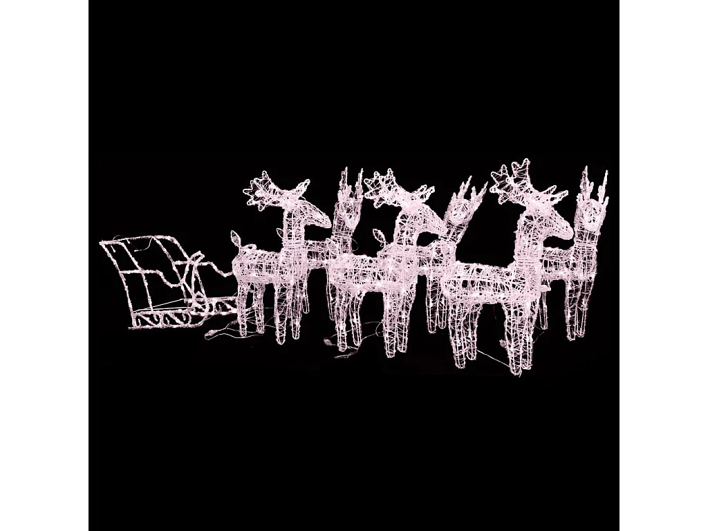 Décoration de Noël Rennes et traîneau 320 LED Acrylique