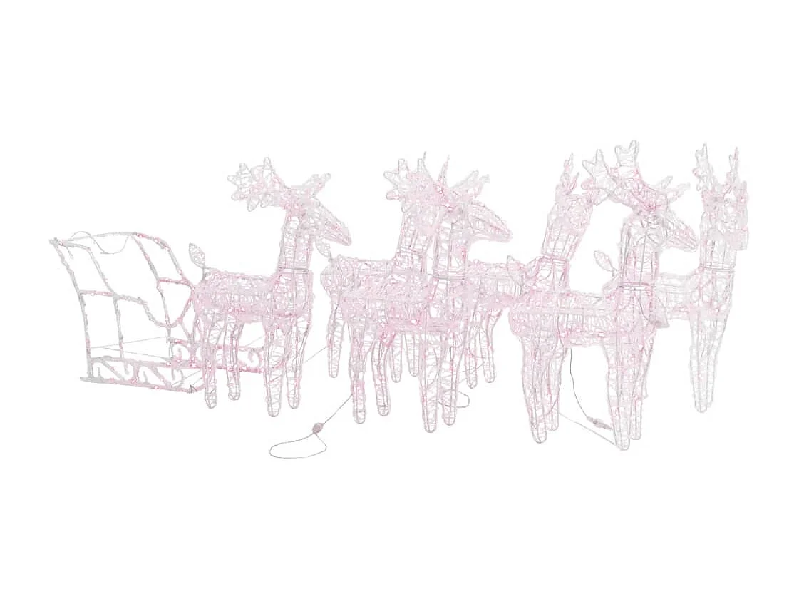 Décoration de Noël Rennes et traîneau 320 LED Acrylique