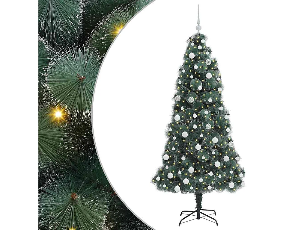 Voorverlichte kunstkerstboom met kerstballenset