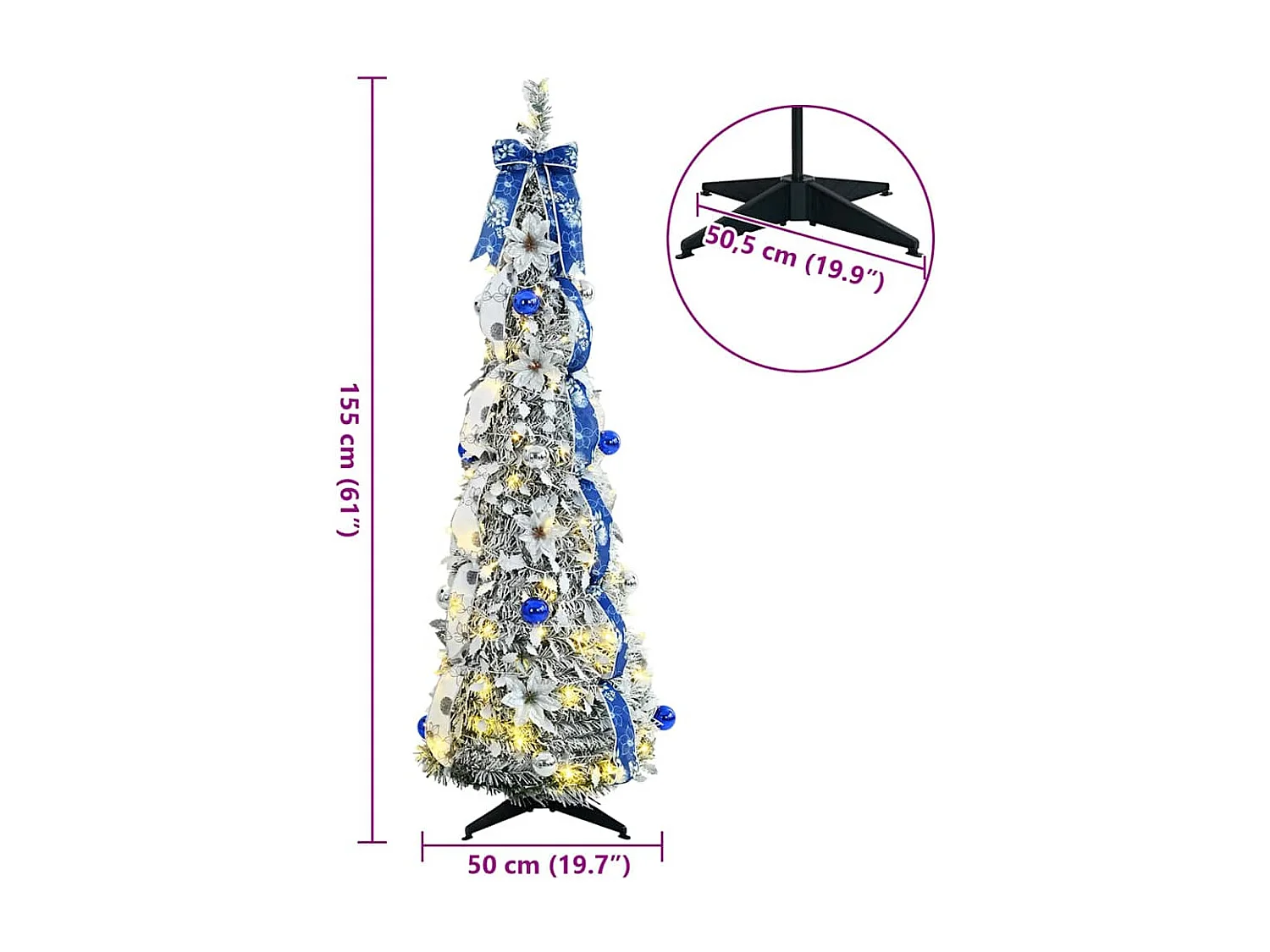 Sapin de Noël artificiel avec 100 LED Vert 150 cm PVC
