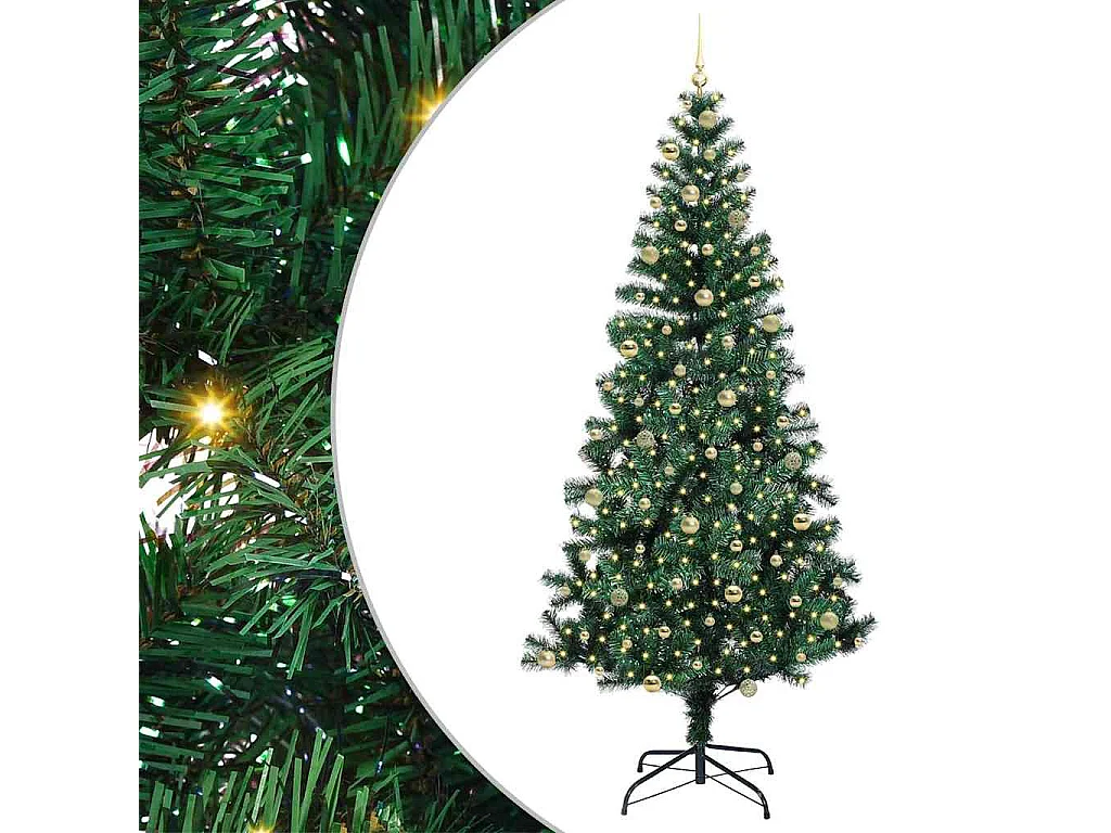 Sapin de Noël artificiel pré-éclairé Vert 240 cm PVC et métal