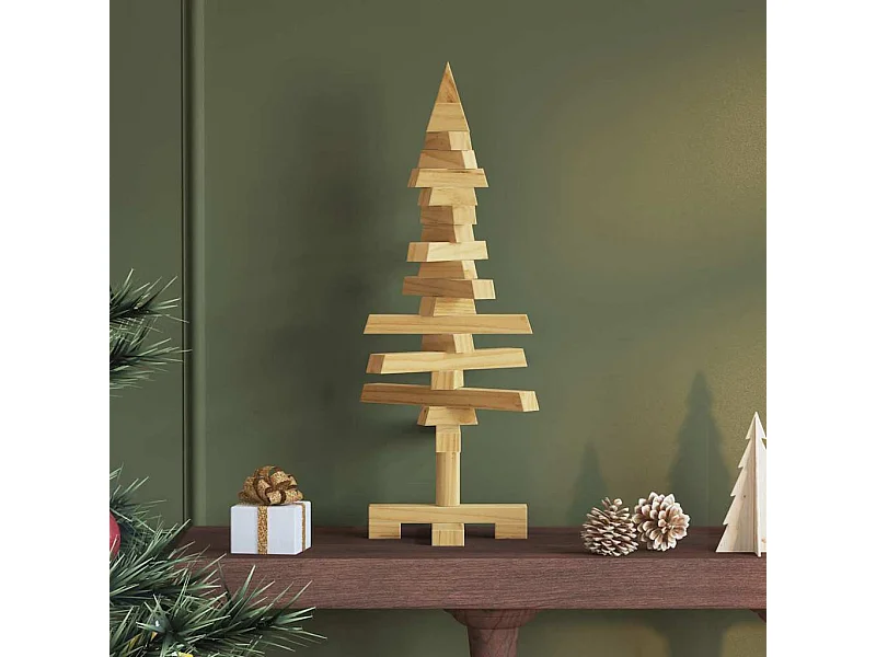 Arbre de Noël en bois Marron 60 cm Bois massif en pin