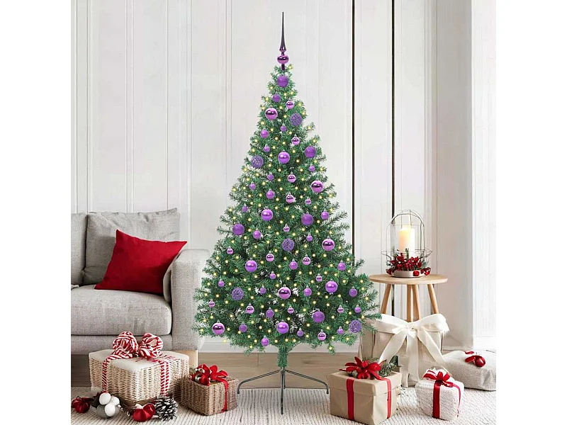 Sapin de Noël artificiel pré-éclairé Vert 180 cm PVC