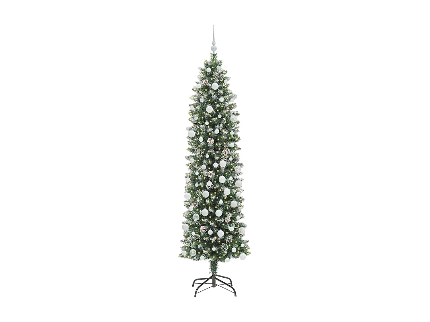 Schlanker künstlicher Weihnachtsbaum mit 300 LEDs Grün und Weiß 210 cm