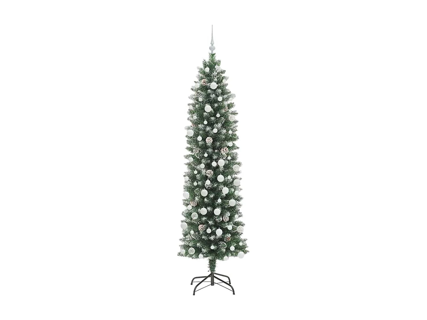 Schlanker künstlicher Weihnachtsbaum mit 300 LEDs Grün und Weiß 210 cm