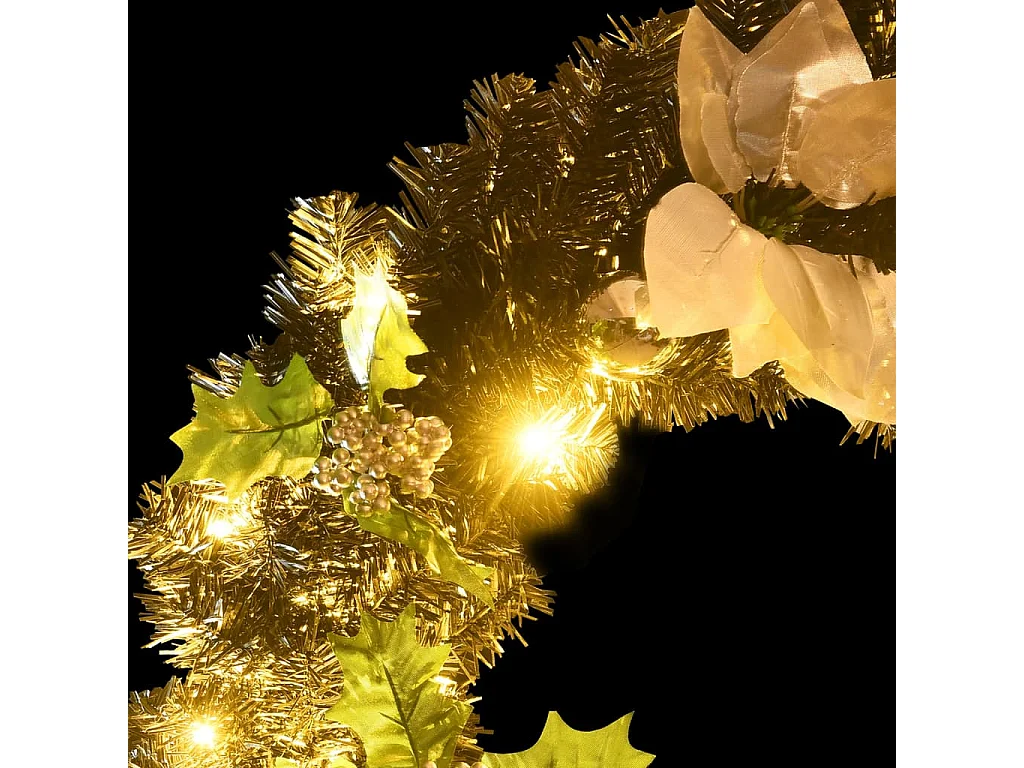 Corona di Natale con luci LED Nero 60 cm PVC