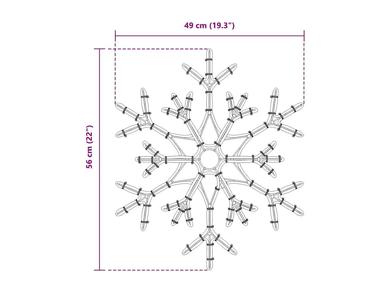 Flocon de Noël avec 180 LED Blanc chaud 56 x 49 x 0,7 cm PVC