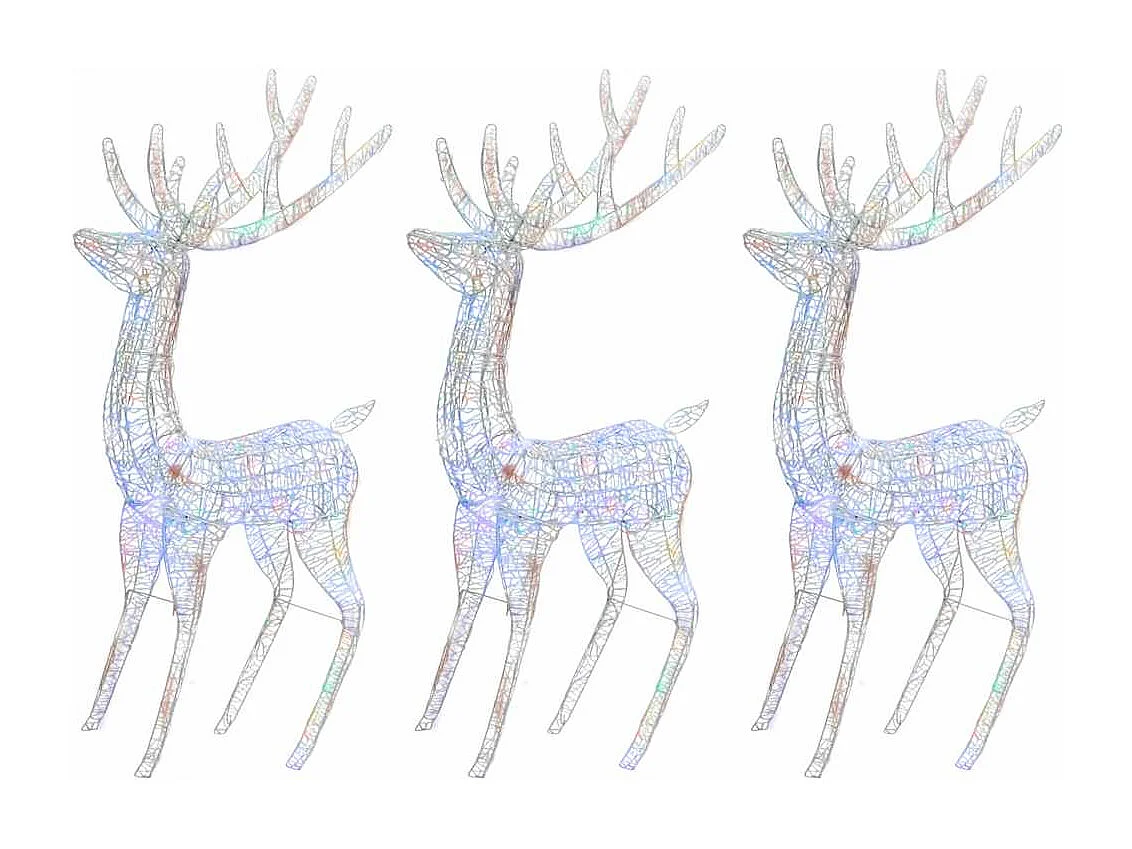 Rennes de Noël XXL Acrylique 250 LED 3 pcs 180 cm Multicolore