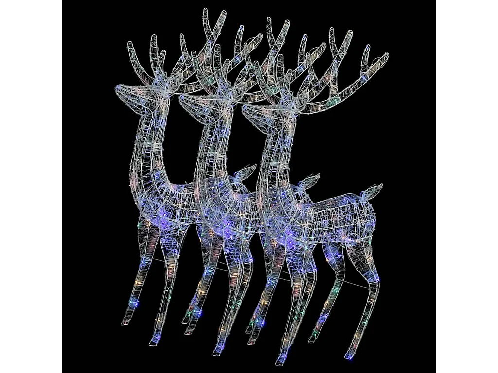 Rennes de Noël XXL Acrylique 250 LED 3 pcs 180 cm Multicolore
