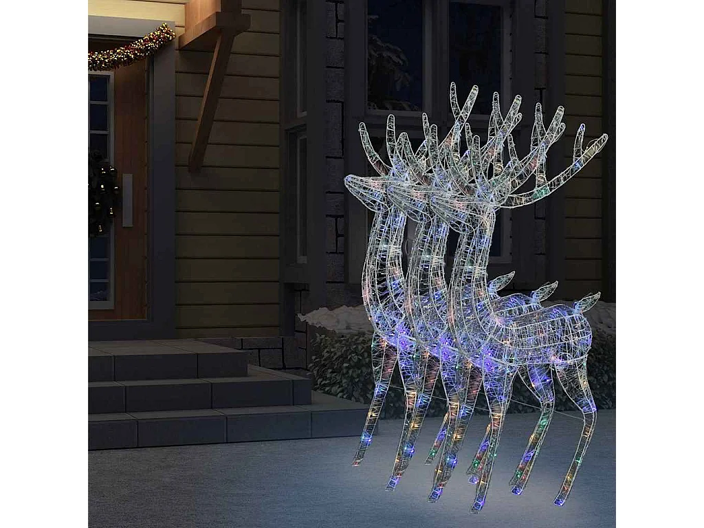 Rennes de Noël XXL Acrylique 250 LED 3 pcs 180 cm Multicolore