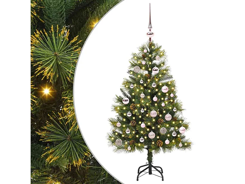 Sapin de Noël artificiel avec branches pliables et cônes 150 cm