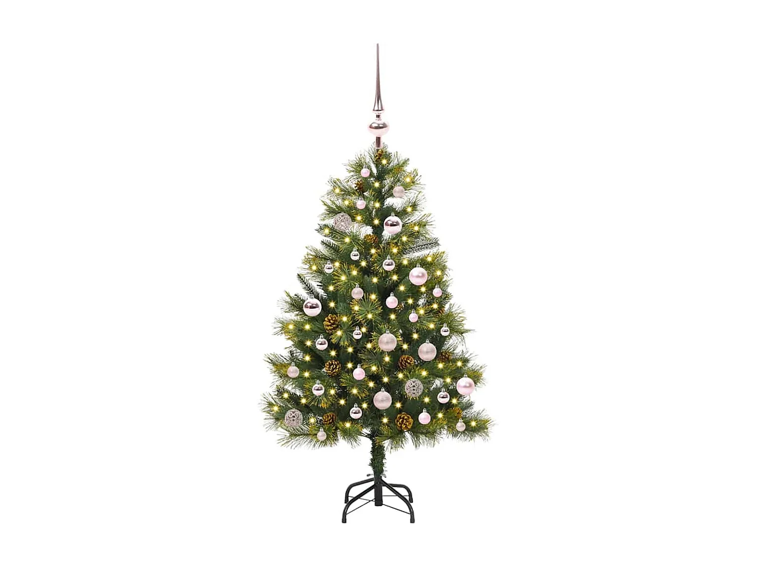 Kunstkerstboom met buigzame takken en kegels 150 cm