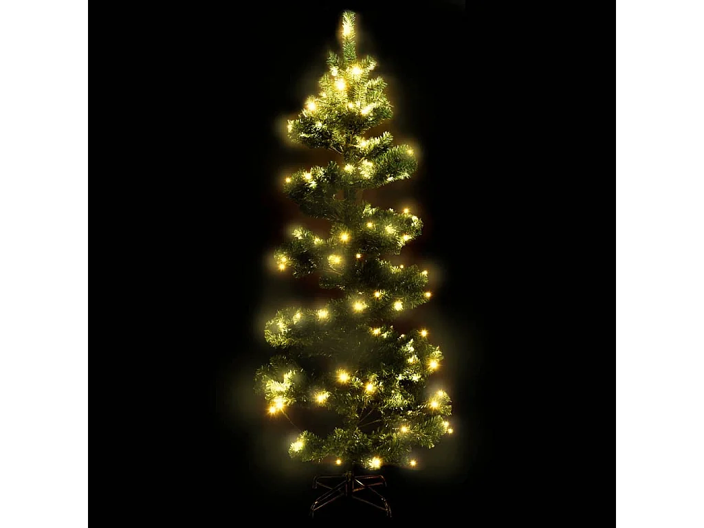 Arbre de Noël hélicoïdal pré-éclairé et support vert 150 cm PVC