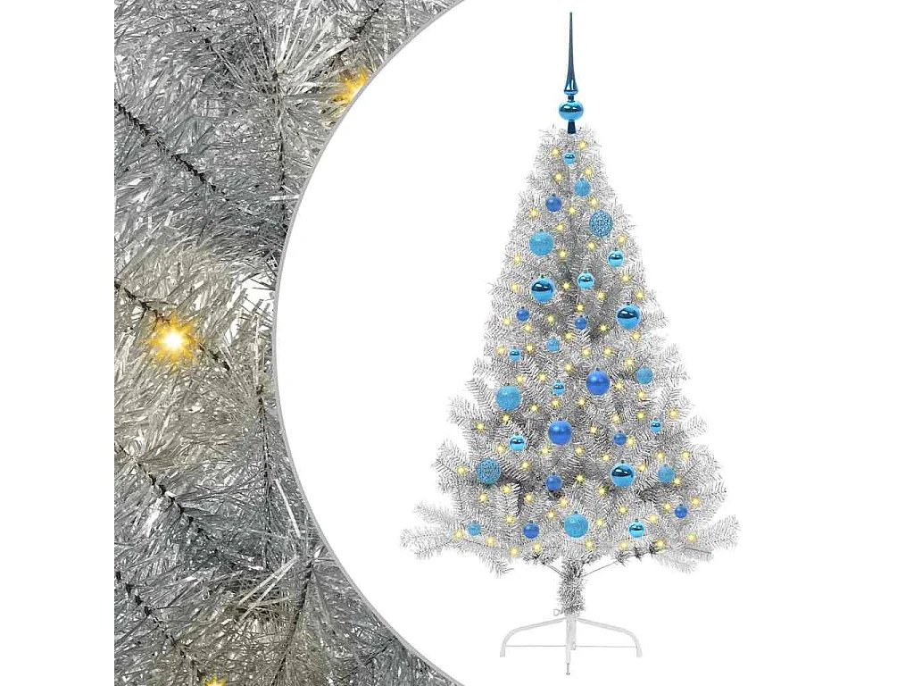 Albero di Natale artificiale preilluminato argento 150 cm PET