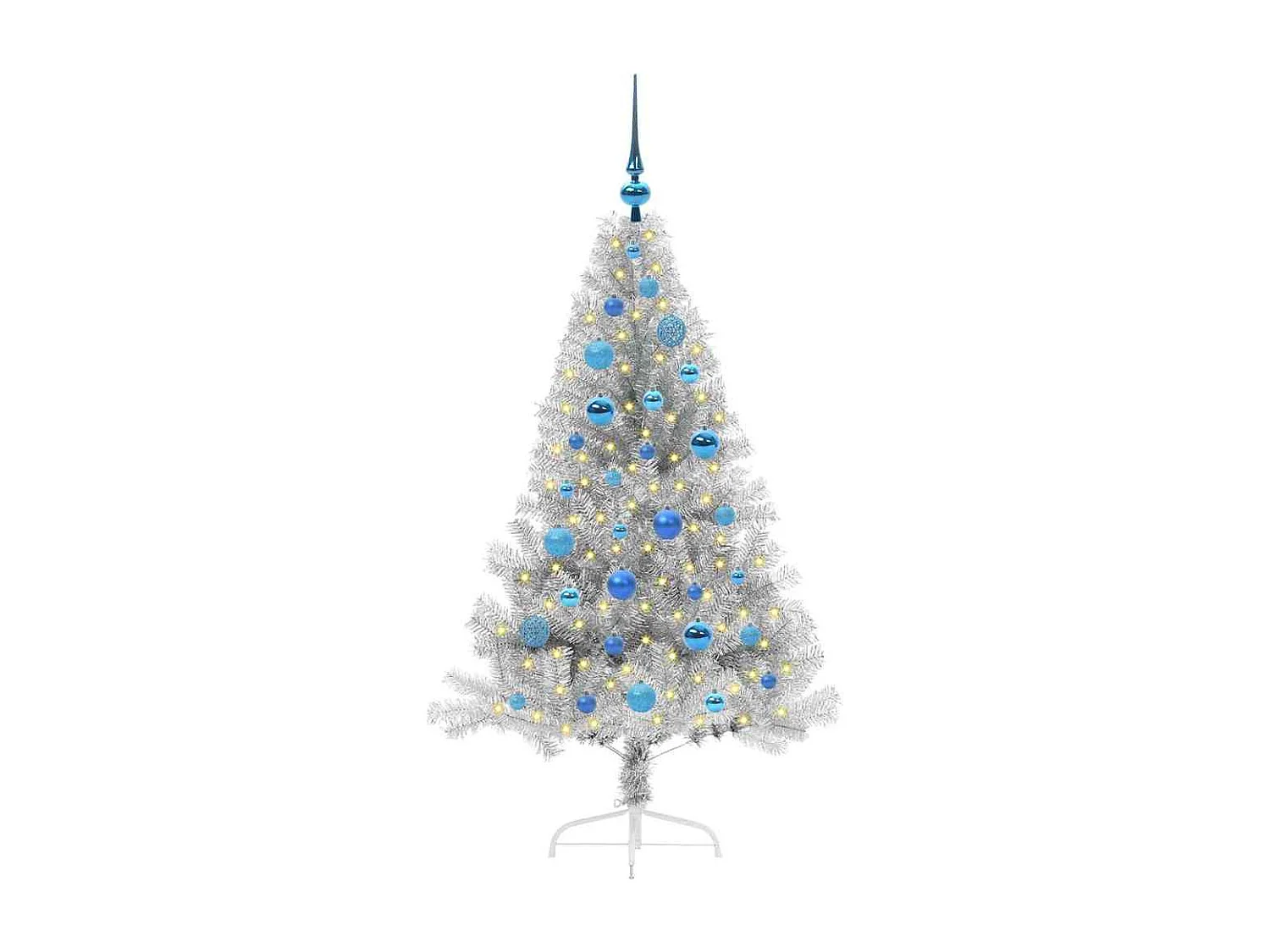 Albero di Natale artificiale preilluminato argento 150 cm PET