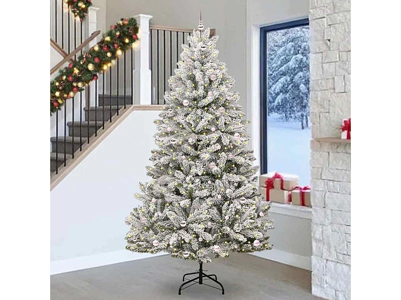 Kunstkerstboom Groen en wit 270 cm PVC en metaal