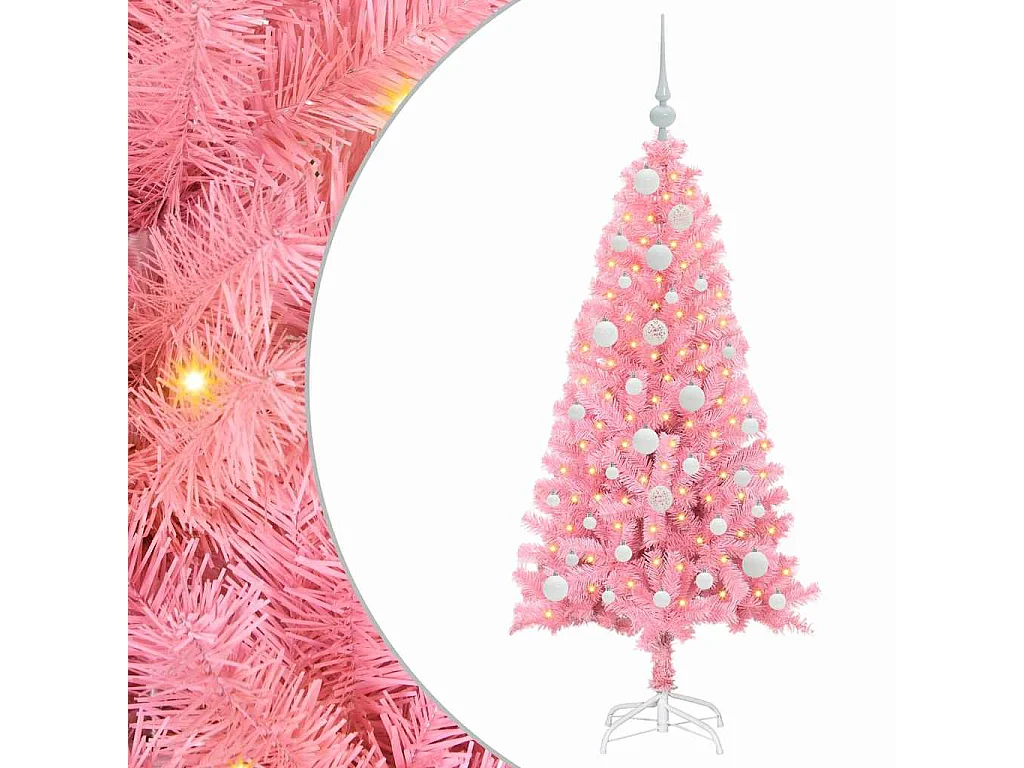 Weihnachtsbaum mit 150 LEDs mit Ständer Pink 120 cm PVC