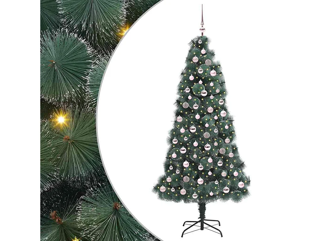 Albero di Natale artificiale preilluminato con set di palline