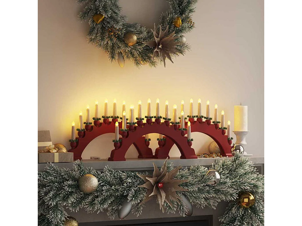 Arche de Bougies de Noël avec 10 Bougies LED 3 pcs Rouge