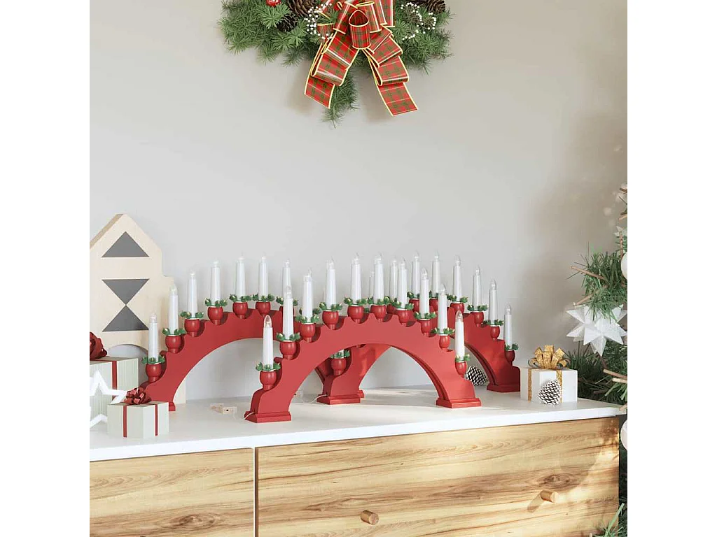 Arche de Bougies de Noël avec 10 Bougies LED 3 pcs Rouge