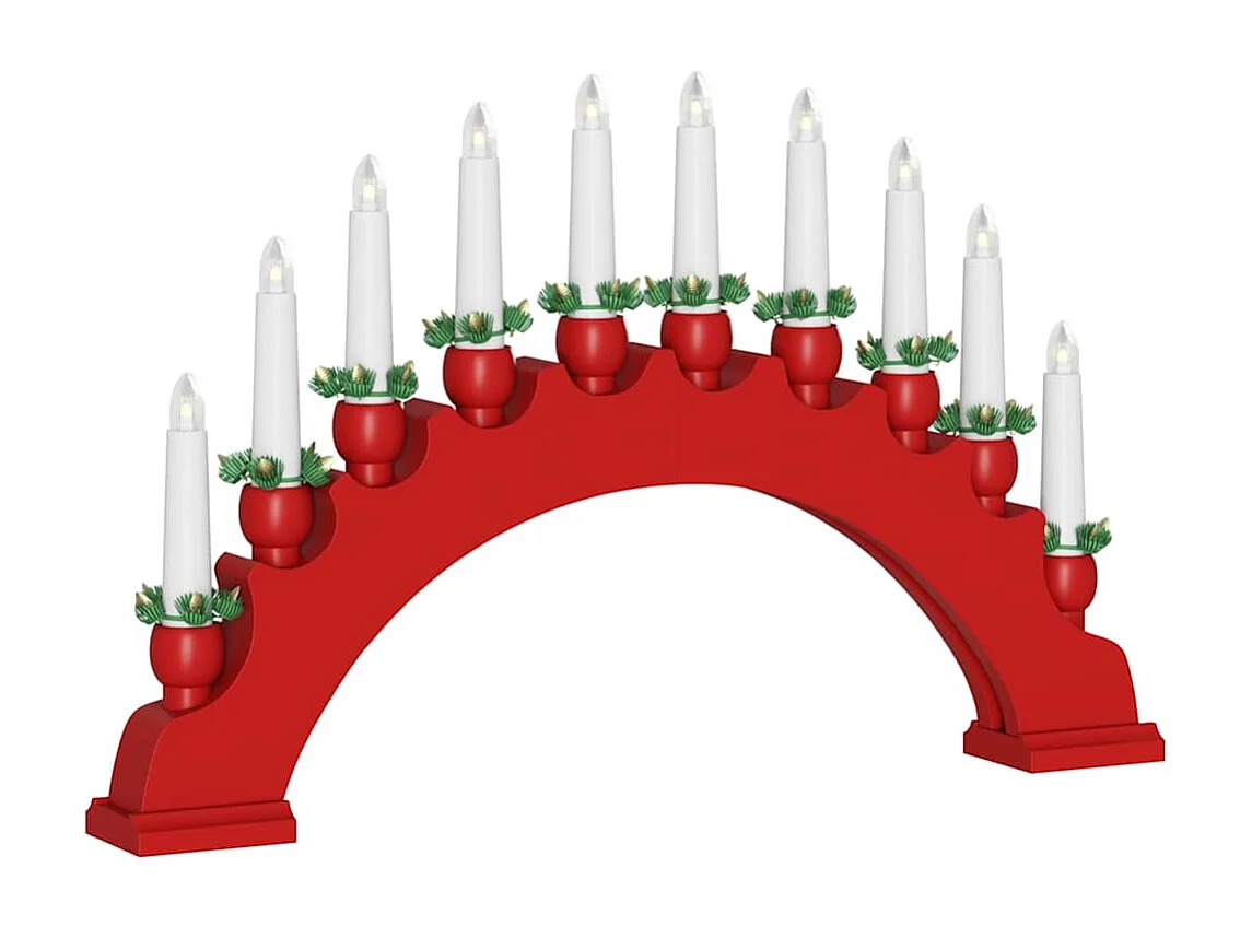 Arche de Bougies de Noël avec 10 Bougies LED 3 pcs Rouge
