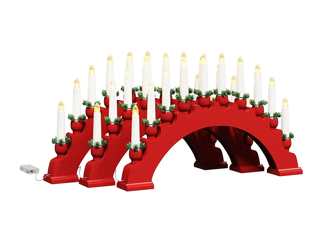 Weihnachts-Schwibbogen mit 10 LED-Kerzen 3 Stück Rot