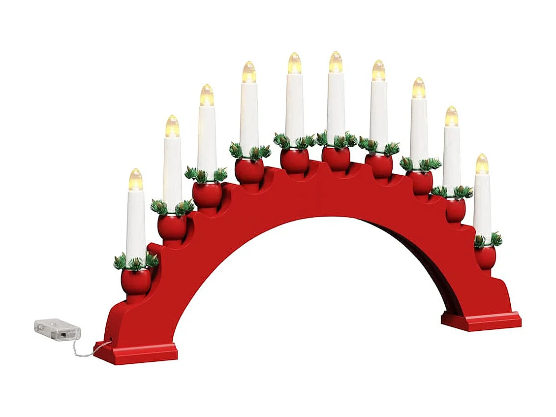 Weihnachts-Schwibbogen mit 10 LED-Kerzen 3 Stück Rot