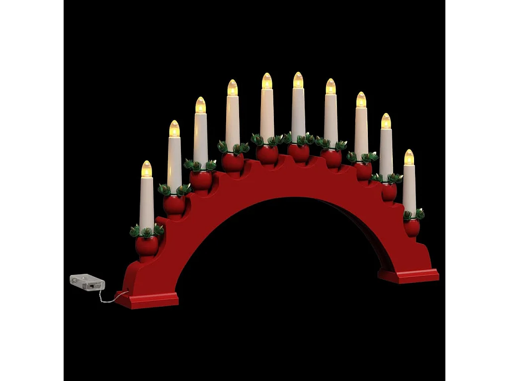Weihnachts-Schwibbogen mit 10 LED-Kerzen 3 Stück Rot