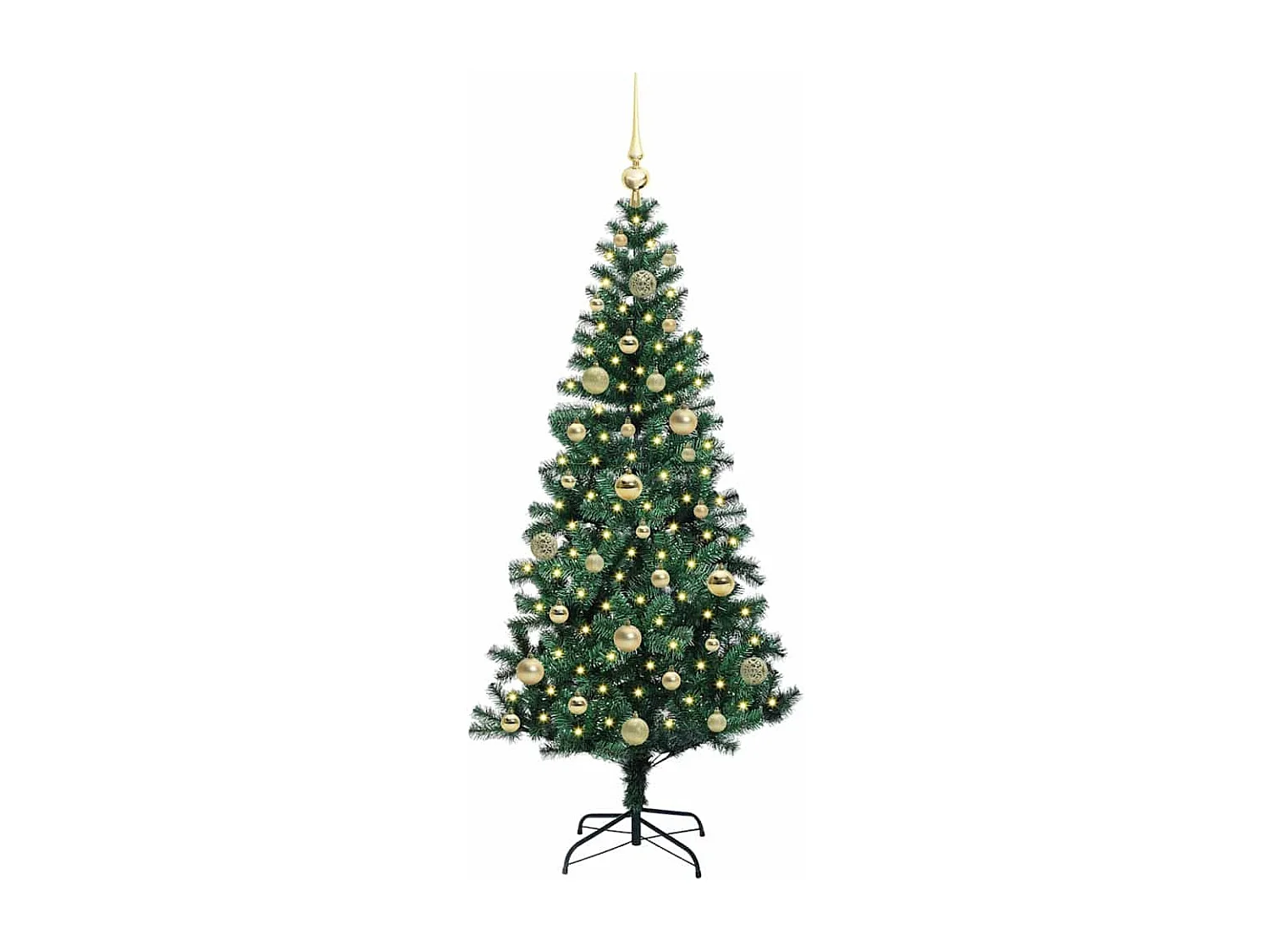 Albero di Natale artificiale preilluminato verde 150 cm PVC e metallo