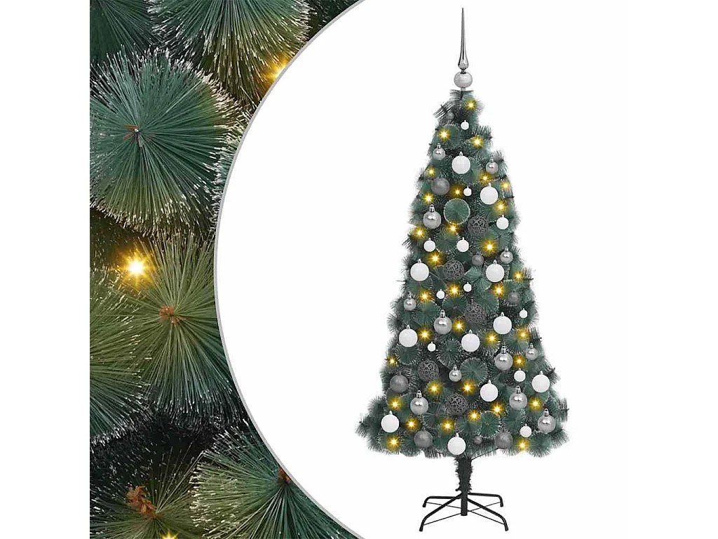Arbre de Noël artificiel pré-éclairé avec ensemble de boules