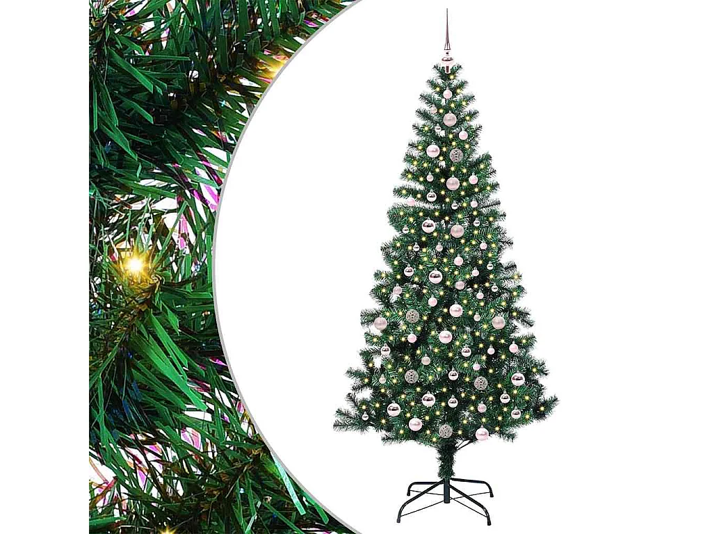 Künstlicher Weihnachtsbaum mit Beleuchtung, Grün, 240 cm, PVC und Metall
