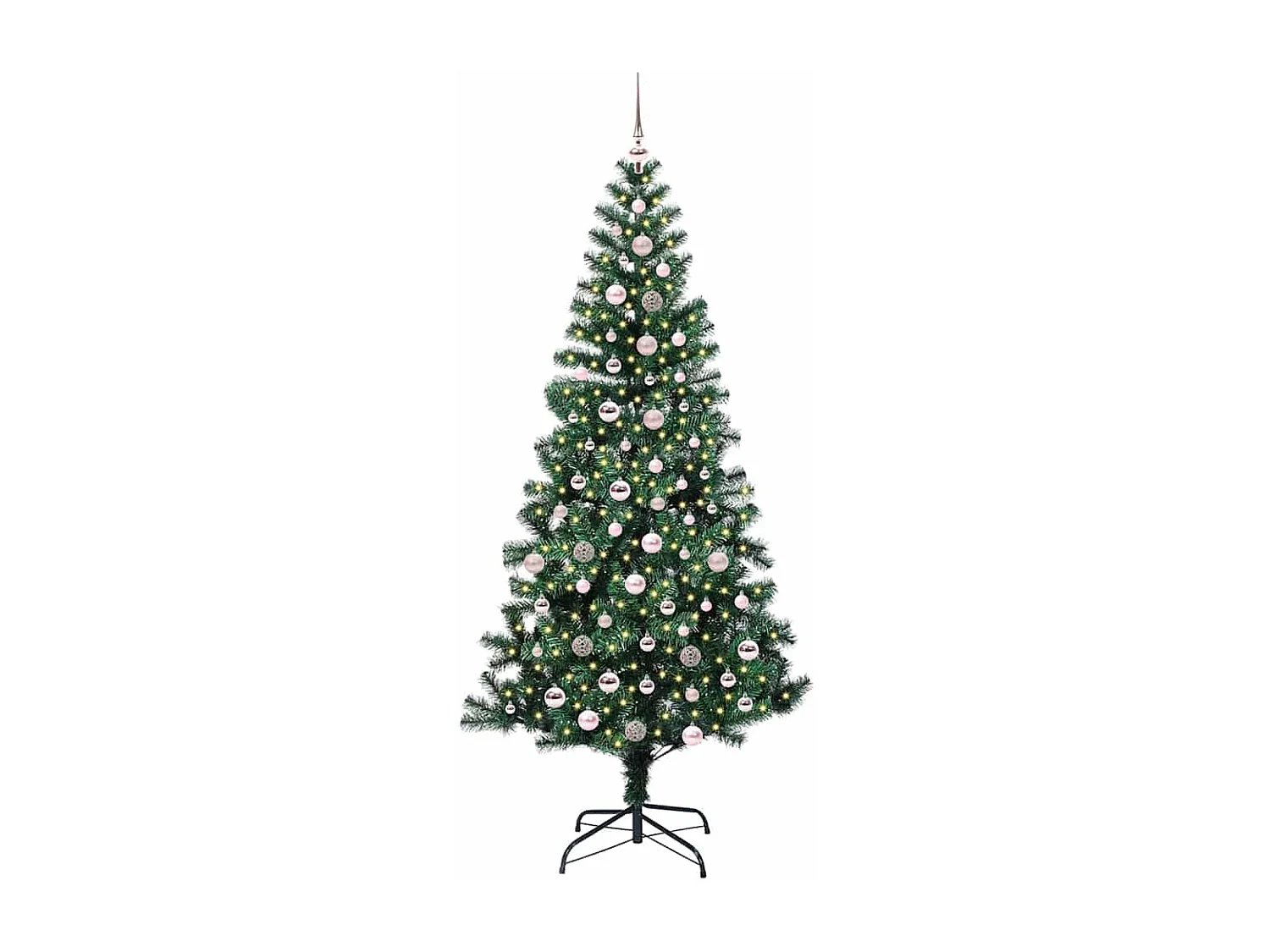 Künstlicher Weihnachtsbaum mit Beleuchtung, Grün, 240 cm, PVC und Metall