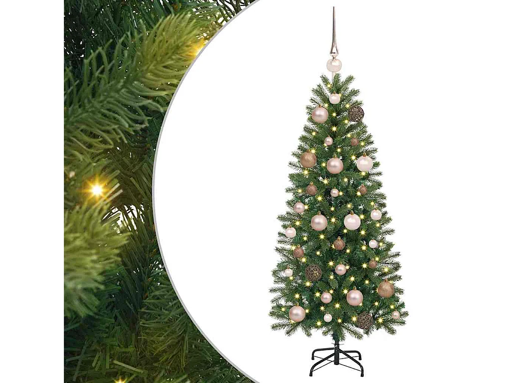 Albero di Natale artificiale con 150 LED Verde 120 cm PE e PVC