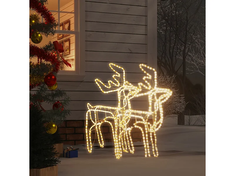 Rennes de Noël 2 pcs Blanc chaud 76x42x87 cm