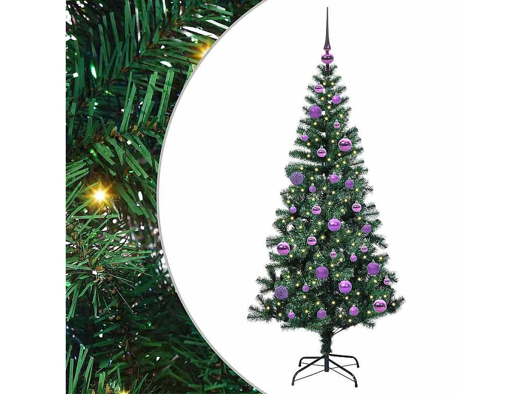 Albero di Natale artificiale preilluminato verde 150 cm PVC e metallo
