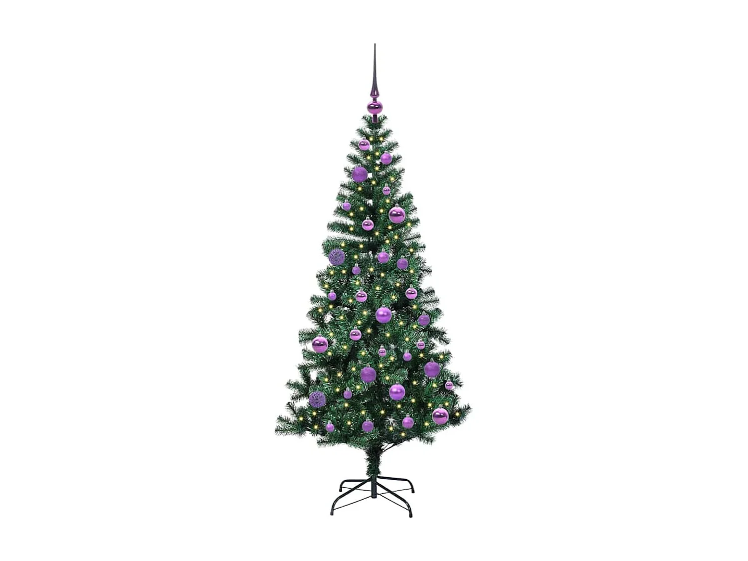 Albero di Natale artificiale preilluminato verde 150 cm PVC e metallo