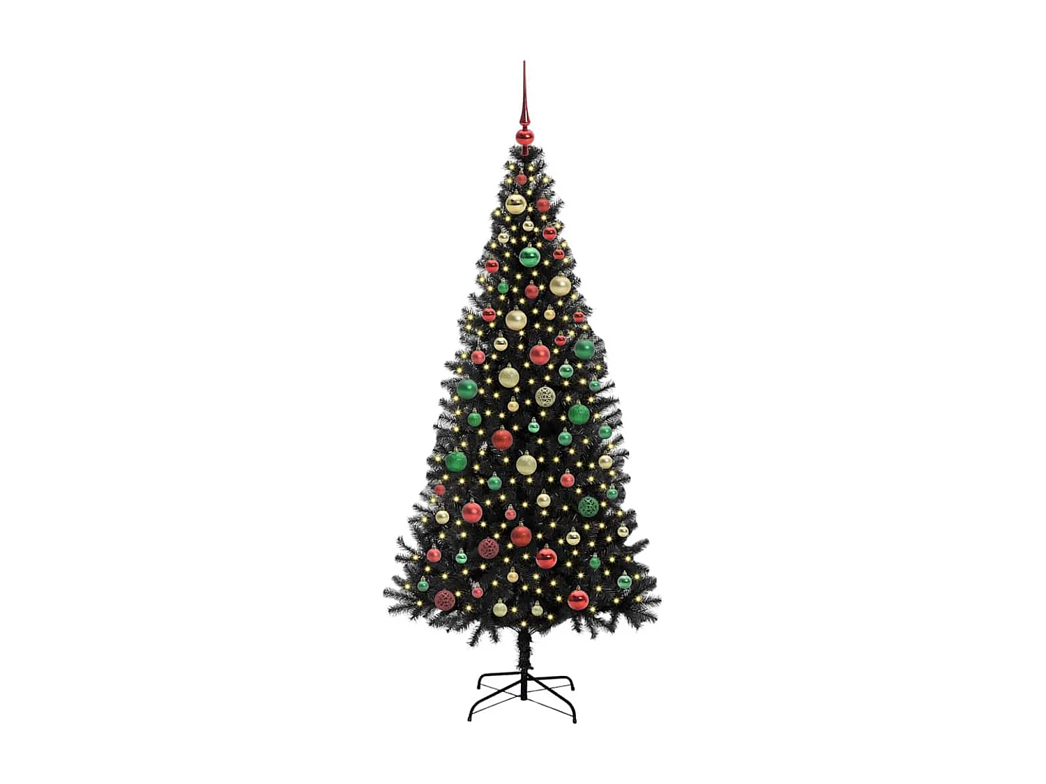 Sapin de Noël avec 300 LED avec support Noir 180 cm PVC