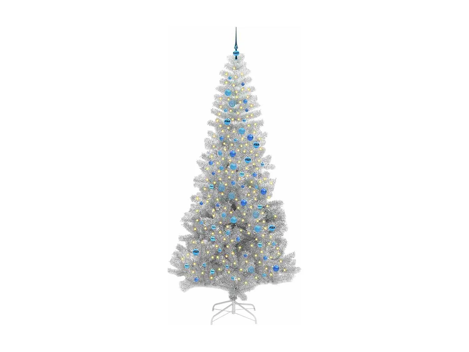 Sapin de Noël avec 300 LED avec support Argent 240 cm PET