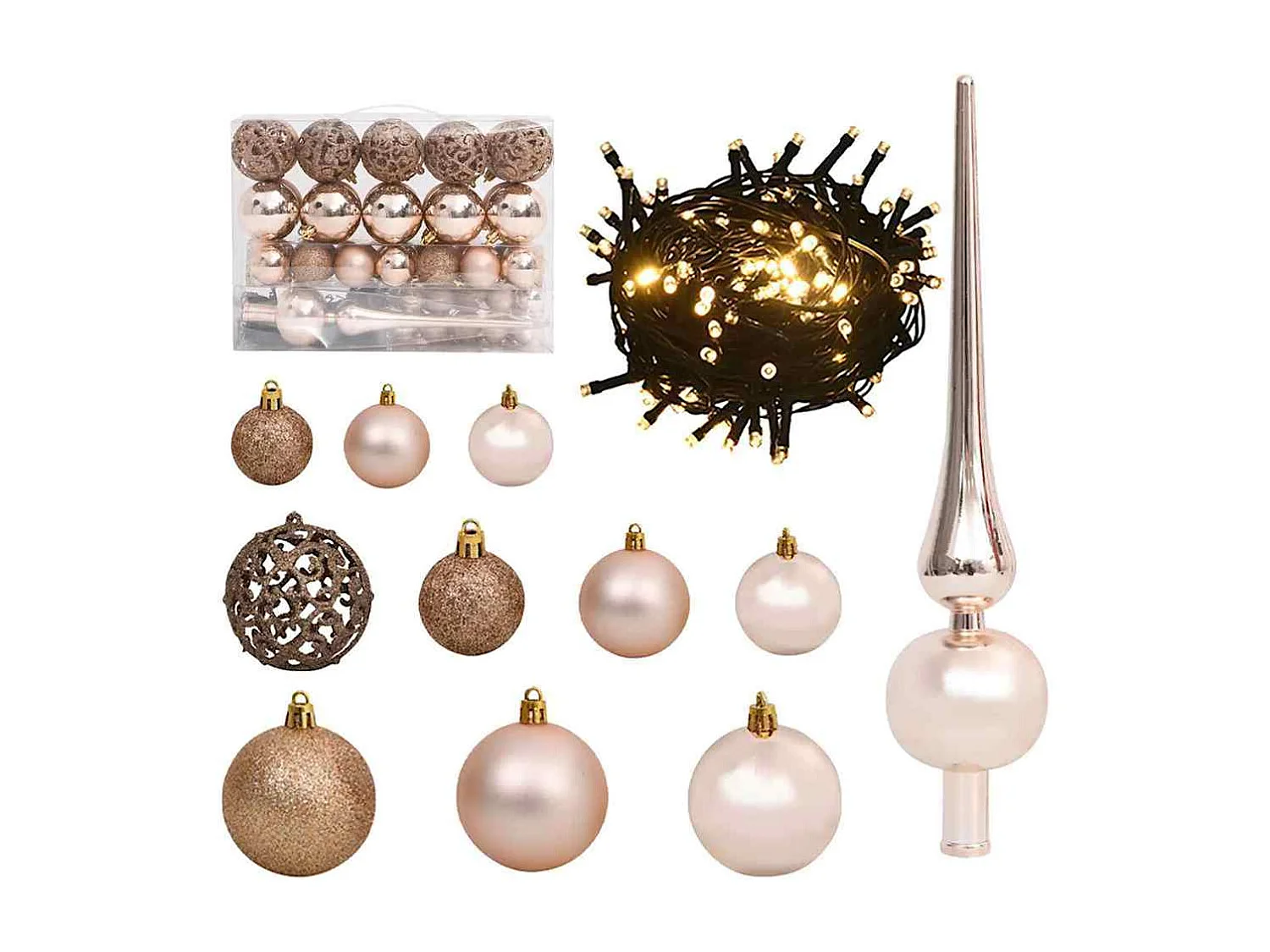 Albero di Natale artificiale preilluminato con set di palline 120 cm